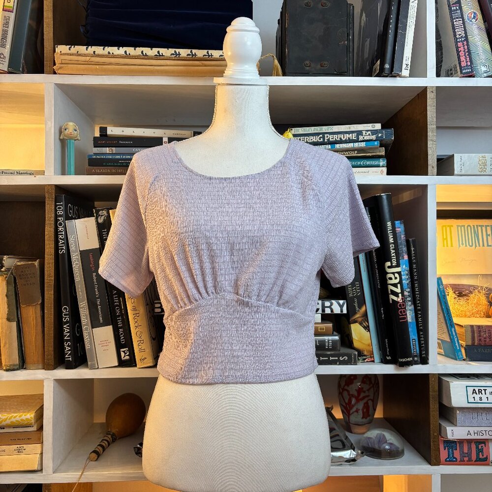 Madewell Shirred Crewneck Crinkle Crop Top